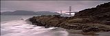 Unknown Artist Waves Breaking on Rocks, Golden Gate Bridge painting